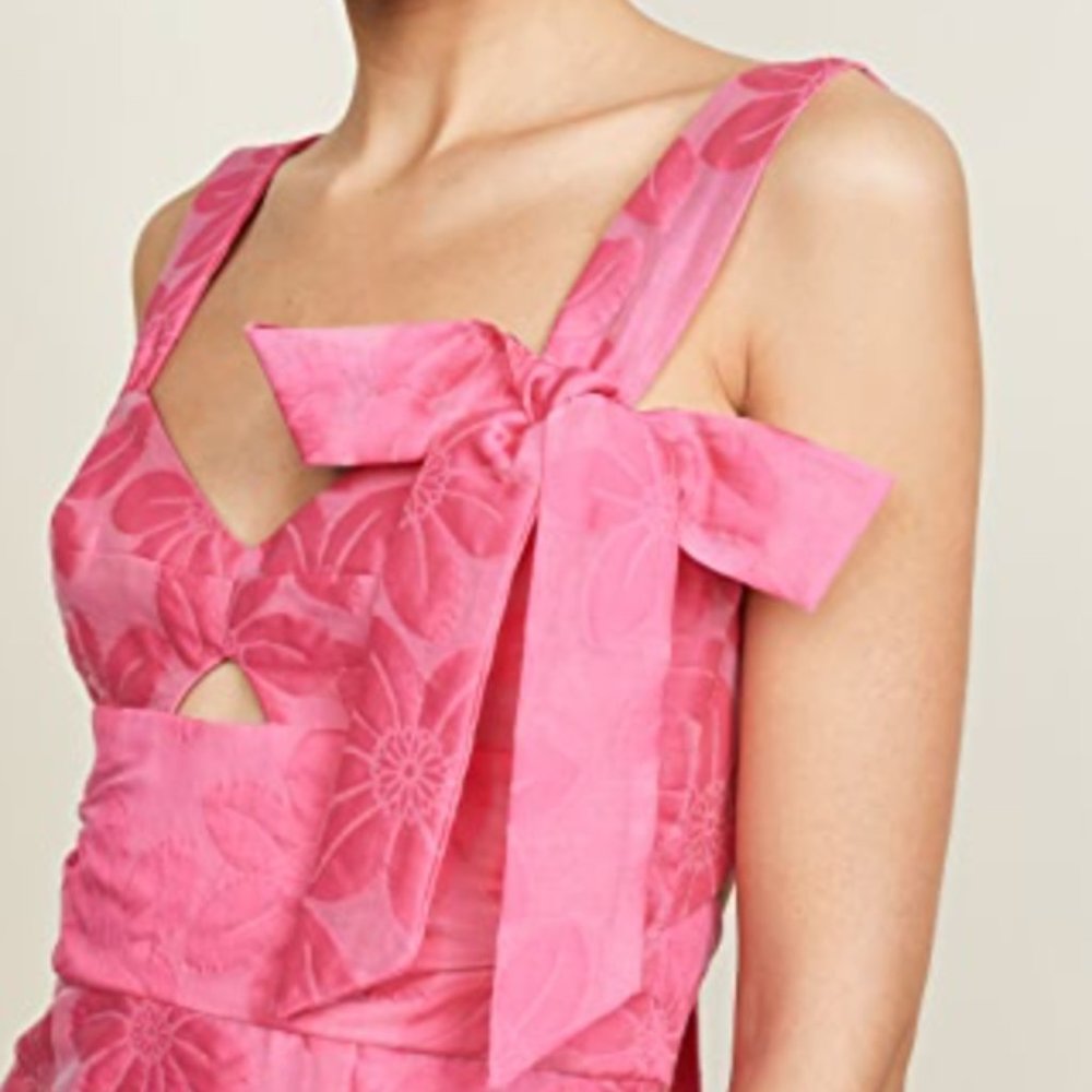 Milly Pink Floral Mini Dress with Bow Detail - Picture 4 of 9